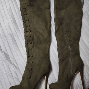 Chic Olive Over the Knee Boots
